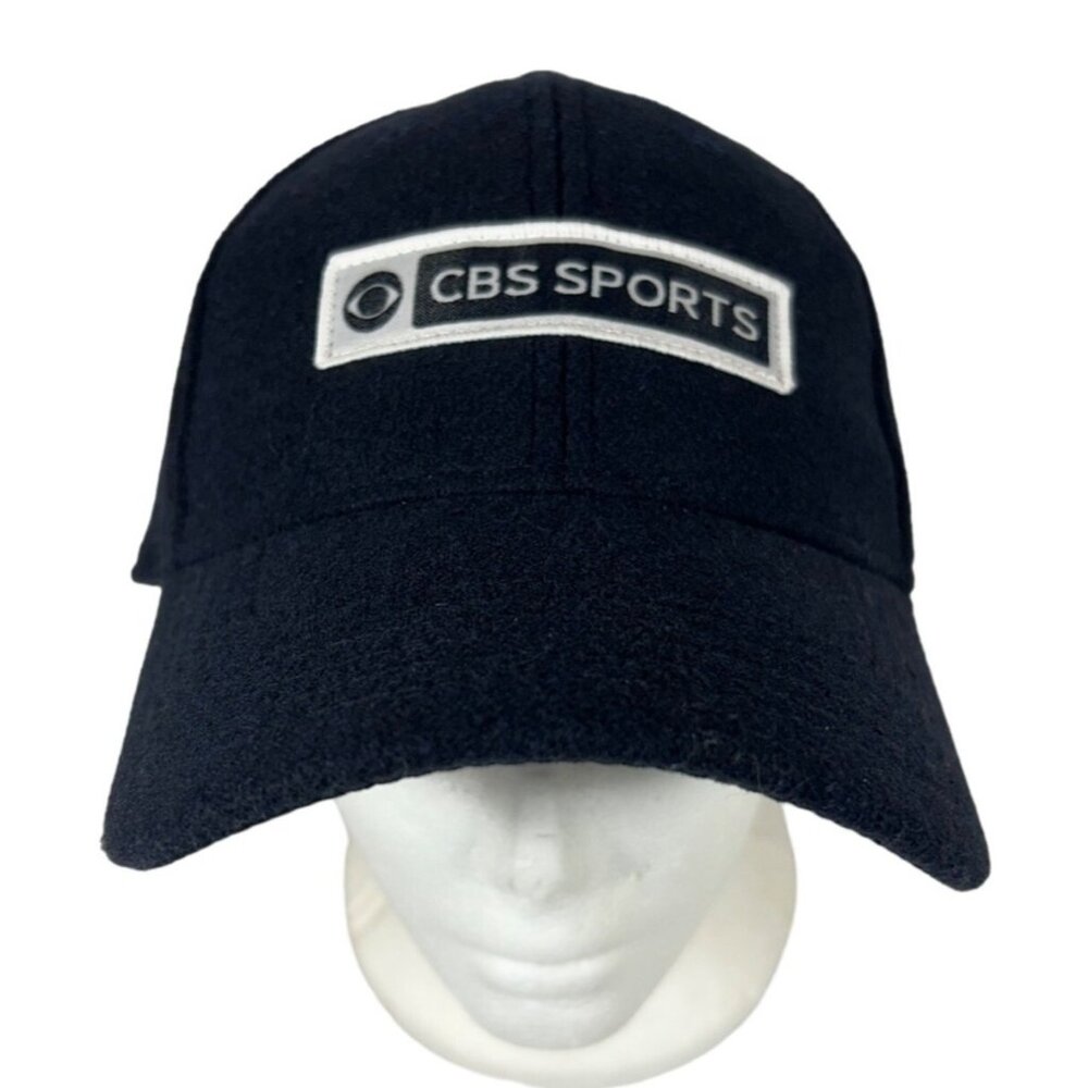 CBS Sports Navy Blue Adjustable Baseball Cap Patch Polyester Felt Strap back New